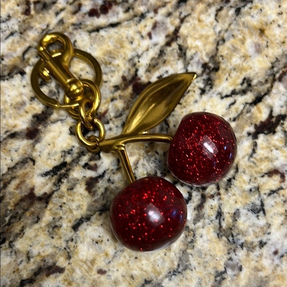 Cherry Bag Charm – Red Glitter Cherries & Gold-Tone Hardware - Picture 1 of 1